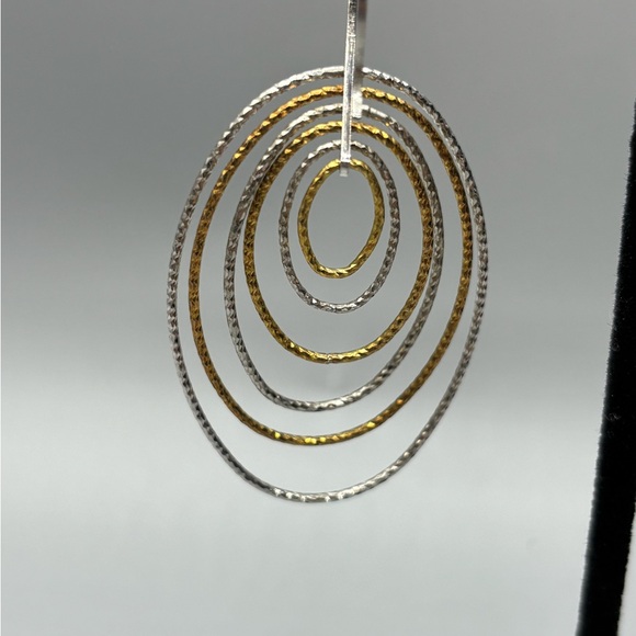 Made in Italy .925 (Sterling) Gold and Silver Hoop Earrings JP168 - Picture 8 of 9